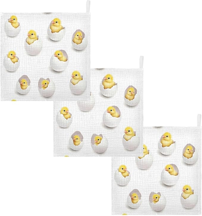 vvfelixl Yellow Chick Egg Baby Burp Cloths Baby Muslin Washcloths for Boys Girls Cotton Babys Face Towel for Newborn Infants Soft and Absorbent 11.8 X 11.8 in, 5 Pack