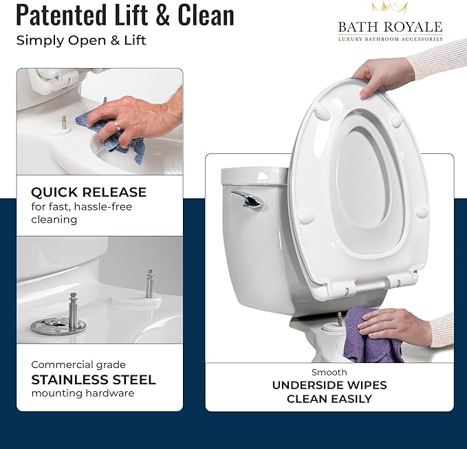 BATH ROYALE Potty Training Seat - Soft Close, Kingsport BR720-00, Round White, Adult & Child Combo