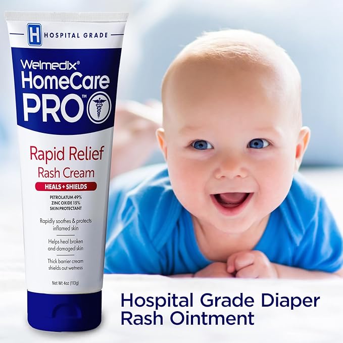 Welmedix Adult Diaper Rash Cream - Zinc Oxide Cream & Moisturizing Skin Barrier Cream, Maximum Strength Diaper Rash Cream for Adults, Skin Protection Ointment - 4oz, Pack of 3