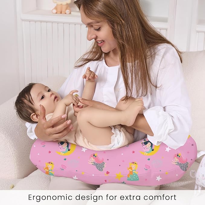 Plushii Nursing Pillow for Breastfeeding, Soft and Supportive Breastfeeding Pillow for Mom and Baby, Cute Feeding Pillow with Removable Cover for 0–12 Months, Moon Fairy