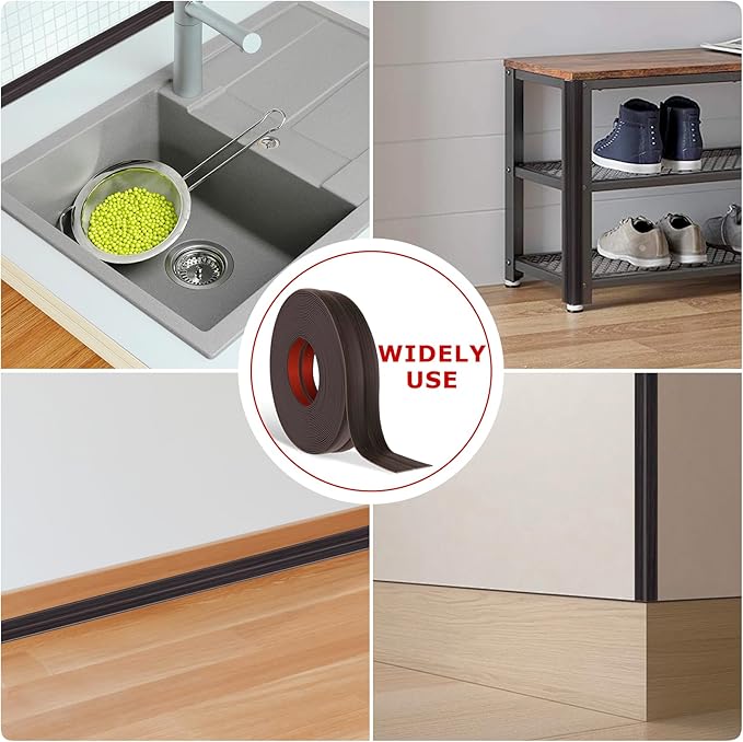 Flexible Wall Corner Protector Moulding Trim Peel and Stick Wall Corner Guards Edge Protector Self Adhesive Molding Trim Strip for Edge Ceiling (Dark Walnut Wood Grain, 2.4 in x 40 Ft)