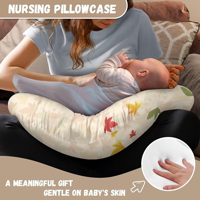 Thanksgiving Turkey Nursing Pillow Cover Lightweight Breathable Pillow Cover for Infant Snug, Stretchy Neutral Breastfeeding Fall Pillow Cover for Breastfeeding Moms