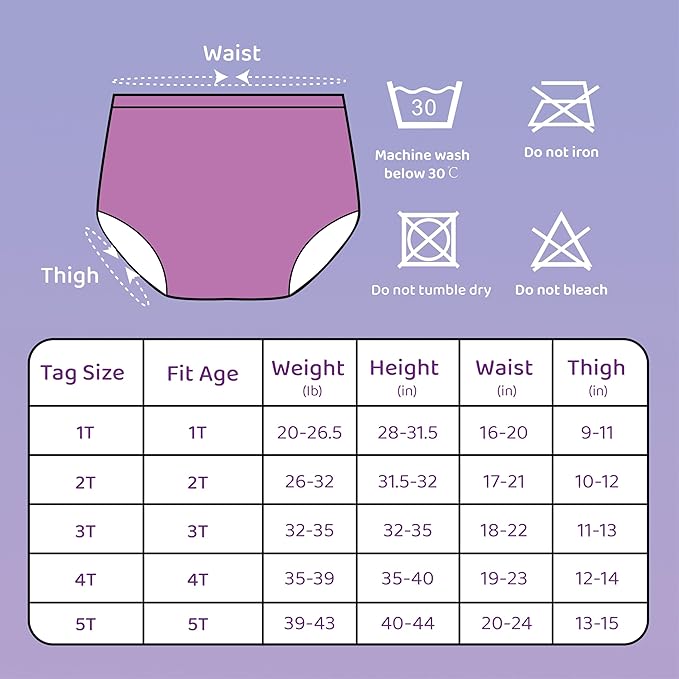 BISENKID 6 Packs Waterproof Plastic Training Pants for Toddlers Training Underwear Girls Good Elastic Plastic Underwear for Toddlers Girls 2t