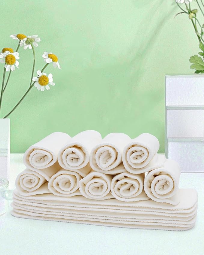 Babygoal Cloth Diaper Inserts 12pcs, 4 Layers Rayon from Bamboo Inserts for Cloth Diapers and Cloth Diapers Covers