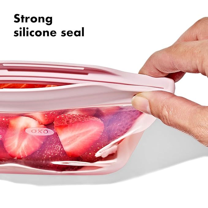 OXO Tot Silicone Reusable Bags – 2 Piece Cup and Snack Set - Opal