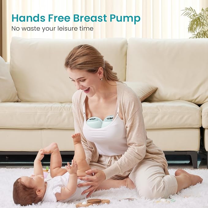 Paruu P20 Hands-Free Wearable Electric Breast Pump - 4 Modes & 12 Suction Levels, 19/21/24mm Double-Sealed Flanges, Visible Milk Volume & Pumping Time, Lightweight Portable (2 Pack, Light Green)