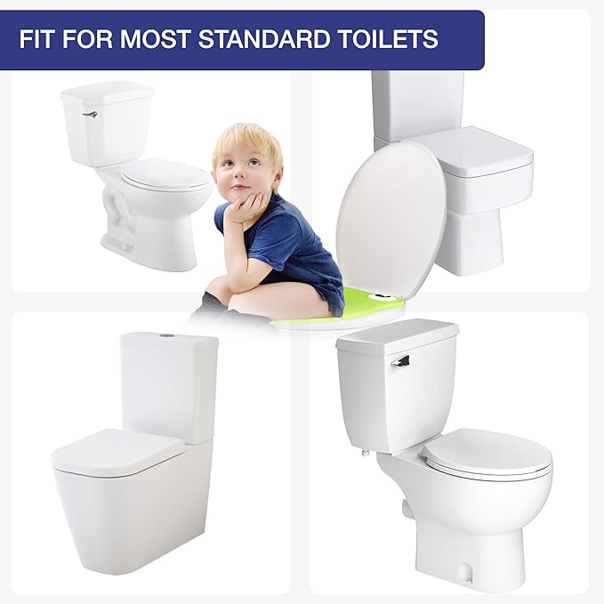 Portable Folding Large Non Slip Silionce Pads Potty Training Seat for Kids Boys & Girls, Foldable Toddlers Toilet Seat, Recyclable Potty Seat Cover for Travel (Green)