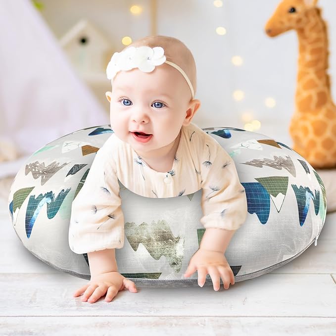 TANOFAR Nursing Pillow Cover 1 Pack, Stretchy Removable Nursing Cover for Breastfeeding Pillows, Ultra Soft Snug Fits On Newborn Feeding Pillow Case for Baby Girls/Boys, Mountain