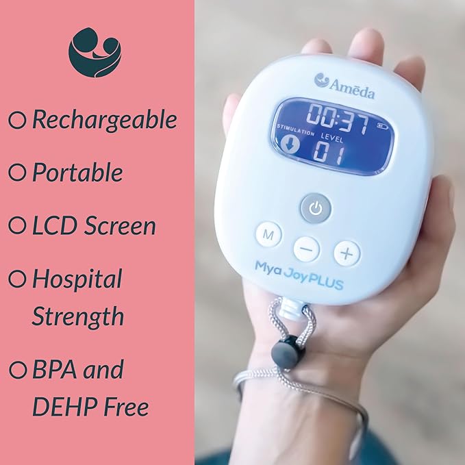 Ameda MYA Joy Plus Rechargeable Breast Pump with Deluxe Tote, Includes Cool & Carry Bag with 6 Containers, 50 Milk Bags, 4 Extra Valves, and 2 Diaphragms
