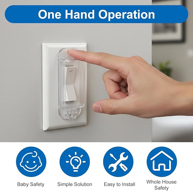 4Pcs Light Switch Guard, Child Proof Wall Switch Cover Keeps Lights or Switches from Being Accidentally Turned ON or OFF While Allowing Access