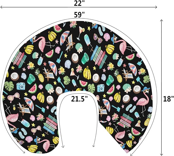 Surf Beach Summer Nursing Pillow Covers for Boy Girl Flamingo Tropical Leaves Floral Fruits Nursing Slipcovers for Breastfeeding Pillows Beach Party Vacation Soft Stretchy Covers for Newborn Infant