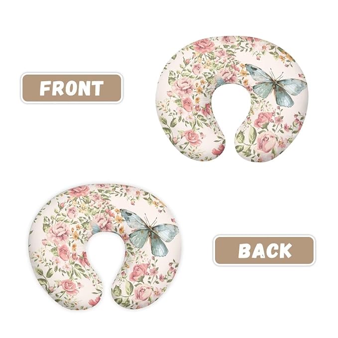 Flower Butterfly Super Soft Breast Feeding Pillows, Nursing Pillow Cover with Hidden Zipper, Safe Newborn Washable and Stretchy Pillow Cover for Baby, 2 Packs