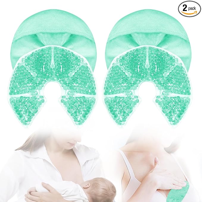 Hot Cold Gel Bead Breast Therapy Pack,Breast Ice Packs for Breastfeeding,Relief for Breastfeeding,Nursing Pain, Mastitis,Engorgement,Plugged Ducts, Boost Milk Let-Down & Production (#8 Blue)