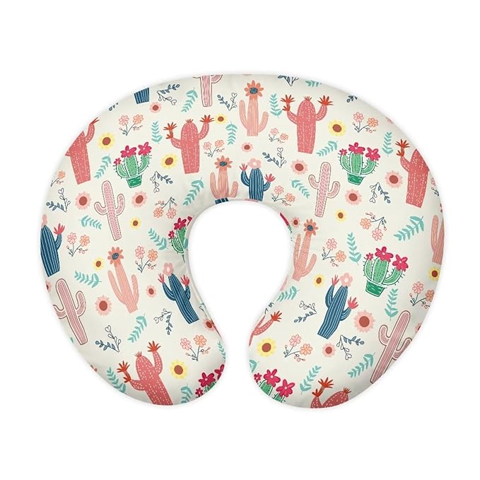 Jeiento Cactus Flowers Nursing Pillow Cover Comfortable Breastfeeding Pillow Case for Newborn, Soft Breastfeeding Pillow Slipcover, Stretchy Feeding Cover