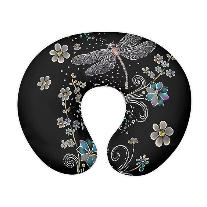 Nursing Pillow Cover Slipcover for Breastfeeding Pillows Dragonfly Flower Comfortable Fit On Standard Infant Nursing Pillows Quick-Dry Fabric