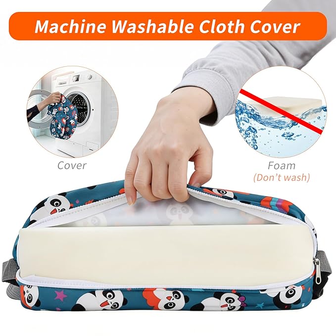 Zicac Portable Seat Cushion Washable with Non-Slip Bottom, Detachable Strong Support Cushion for Toddler Kids Baby Infant (Cyan Panda)