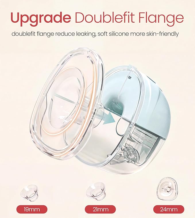 NCVI Breast Pump Hands Free, Wearable Electric Breast Pump with Strong Suction, 180min Battery Life with 4 Modes & 9 Levels, 19/21/24mm Flange Anti-Leakage Portable Breastfeeding Pump for Moms （Green）