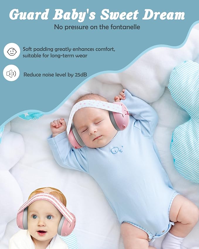 Lictin 2-in-1 Baby Earmuffs Noise Protection, Infant Noise Cancelling Headphones, Adjustable Baby Ear Protection, Star Noise Reduction Earmuffs for Babies and Toddlers up to 4 Years