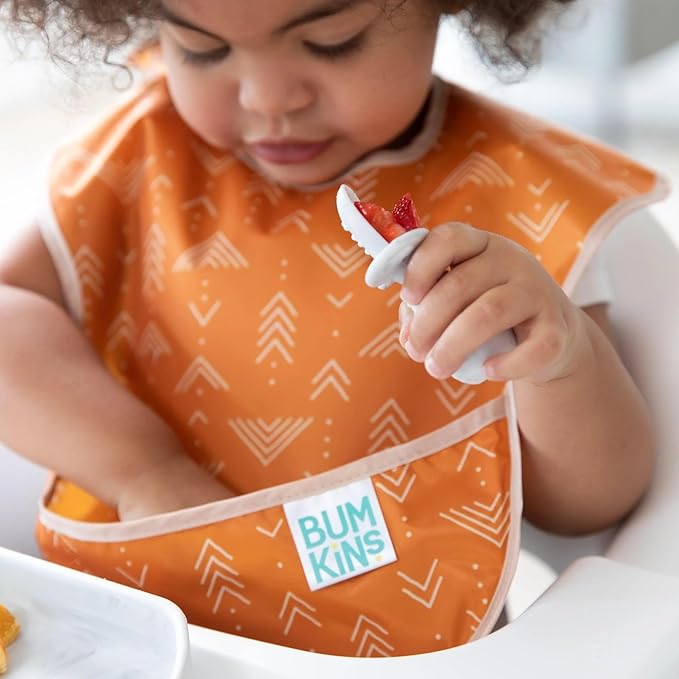 Bumkins Bibs for Girl or Boy, SuperBib Baby and Toddler for 6-24 Months, Essential Must Have for Eating, Feeding, Baby Led Weaning Supplies, Mess Saving Catch Food, Waterproof Fabric 3-pk Desert Boho