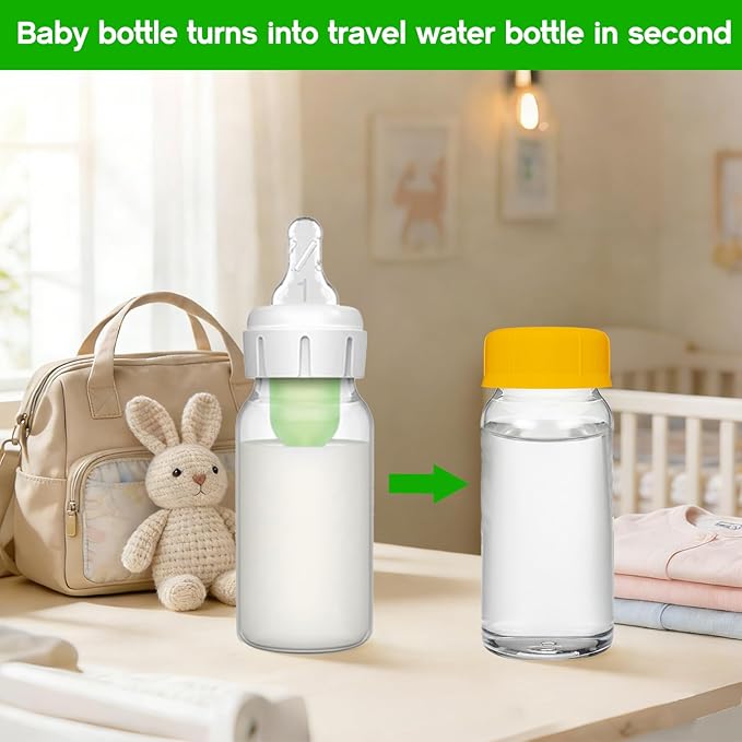 10PCS Baby Bottle Caps for Dr Brown Narrow Bottles, Travel Bottle Lids Replacement for Narrow-Neck Bottle, Tight and Leak-Proof, Yellow