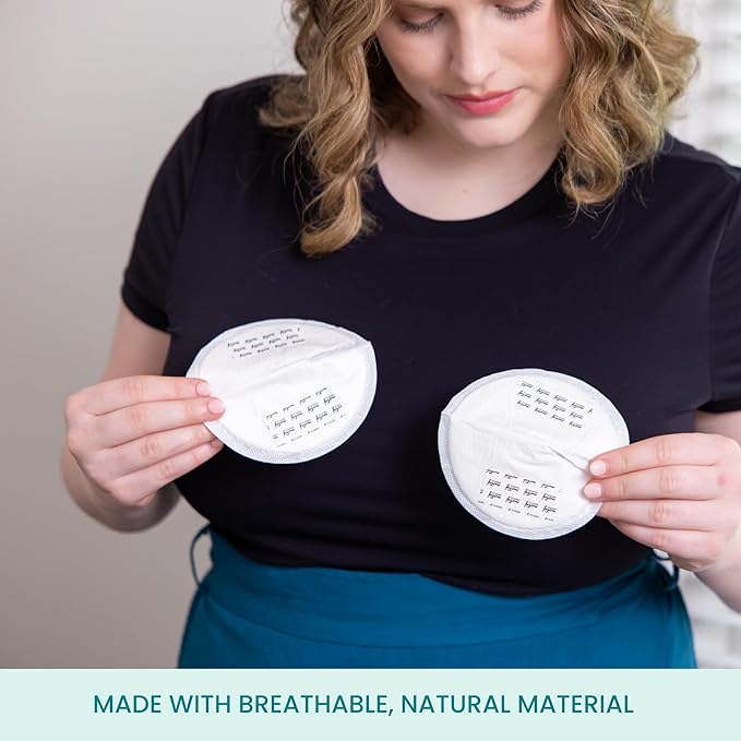 Motif Medical Disposable Nursing Pads for Women - Breathable Breast Milk Pads w/ Adhesive Strips - Individually Wrapped, Contoured Nursing Breast Pads - Nipple Covers for Breastfeeding (Pack of 60)