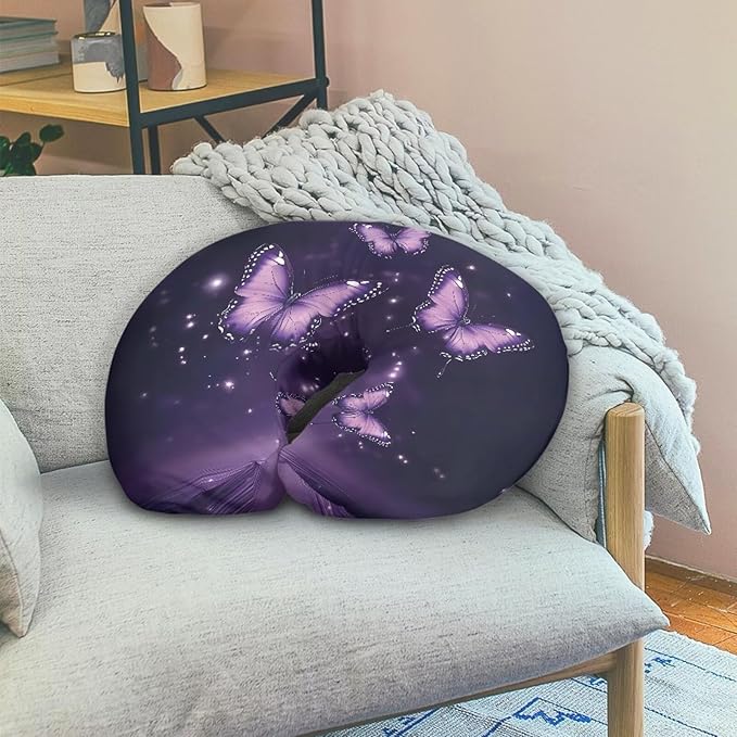 Butterfly Nursing Pillow Cover Purple Breastfeeding Pillow Cover for Baby, Removable Nursing Covers for Breastfeeding Pillows, Super Soft Breathable
