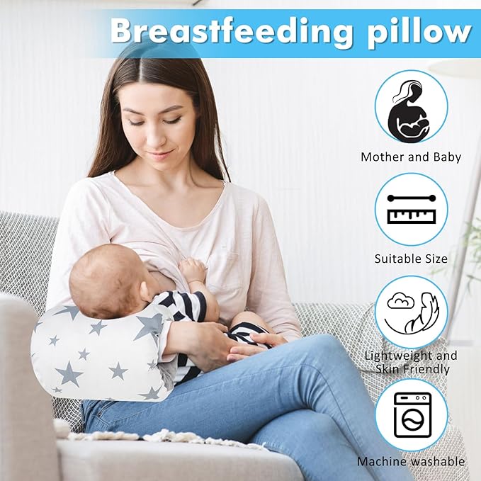 Baby Feeding Arm Pillow,Soft Cotton Bottle Nursing Arm Pillows for Newborn,Breastfeeding Pillows for More Support for Mom and Baby,Portable and Washable,Ergonomic Nursing Essentials(Pentagram)