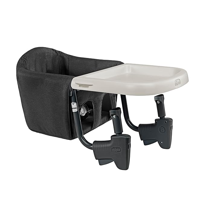 Chicco FastLock Go Hook-On High Chair with Carry Bag, Portable High Chair for Babies and Toddlers, Sets up in Seconds, Black/Black