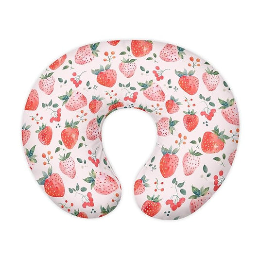 Forchrinse Pink Strawberry Nursing Pillow Cover for Girls Princess Nursing Pillow Slipcover for Breastfeeding Moms,Easy to Care, Medium
