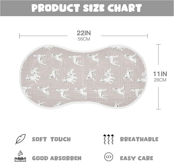 Dalmatian Dogs Muslin Burp Cloths for Baby Boys and Girls - 4-Pack Ultra Absorbent Muslin Washcloths, Newborn Towel, Milk Spit Up Rags, Burp Cloth Bib for Unisex, 22 x 11 Inch