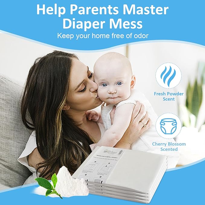 USBOO Diaper Pail Refill Bags Compatible with Dekor Plus Diaper Pail Refills| 4 Pack | Extra Thickness | Diaper Trash Bags | Fresh Powder Scent | Holds up to 2320 Diapers