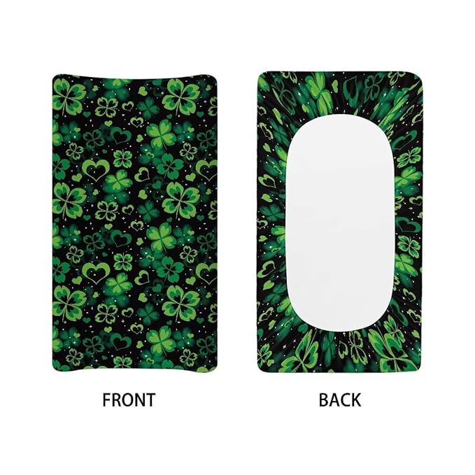 St. Patricks Day Party Decor St Patricks Day Baby Changing Pad Cover Heart Diaper Changing Pad Cover Black 32''*16'' Baby Girl Nursery Decor