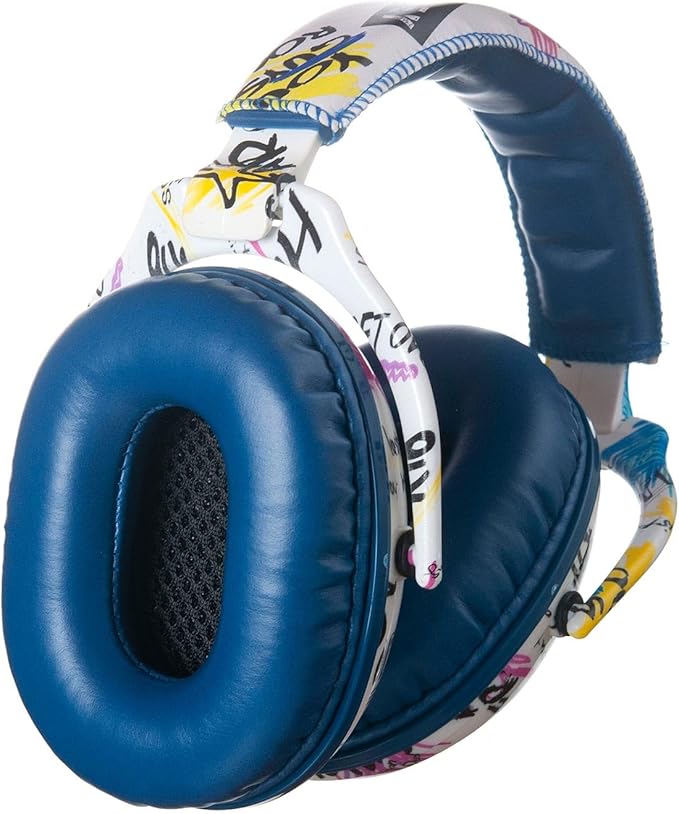 Kids Hearing Protection,25dB NRR Noise Reduction,Sound Proof for Kids,Toddler,Safety Earmuffs for Concert,Airplane,Autism,Monster Jam,Travel,School- Blue Graffiti