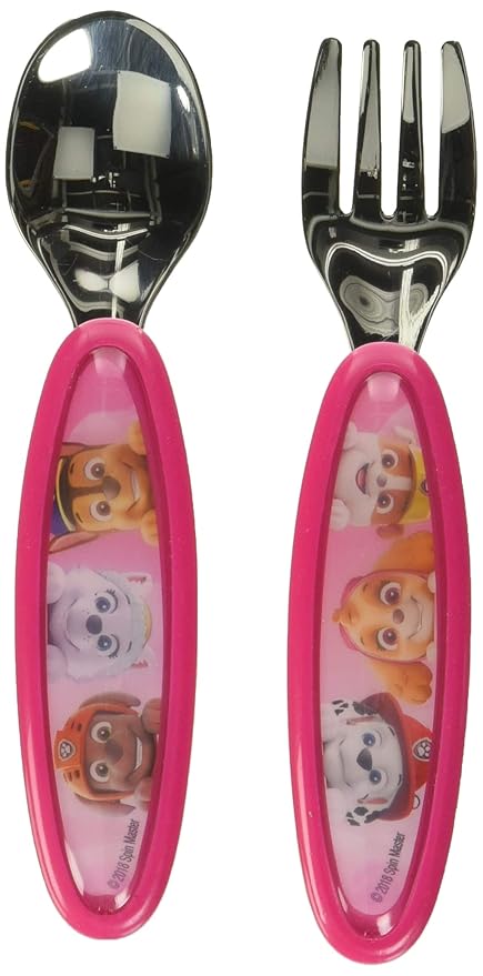 Playtex Mealtime Paw Patrol Utensils for Girls Including 1 Spoon and 1 Fork(Pack of 1)