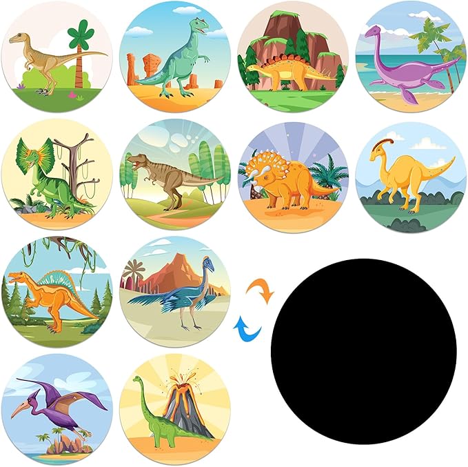 36 Pcs Potty Training Stickers You Pee on Toilet Reveal Stickers 12 Patterns Color Changing Reusable Pee Decals Toilet Targets for Boys Girls Toddlers(Dinosaur)
