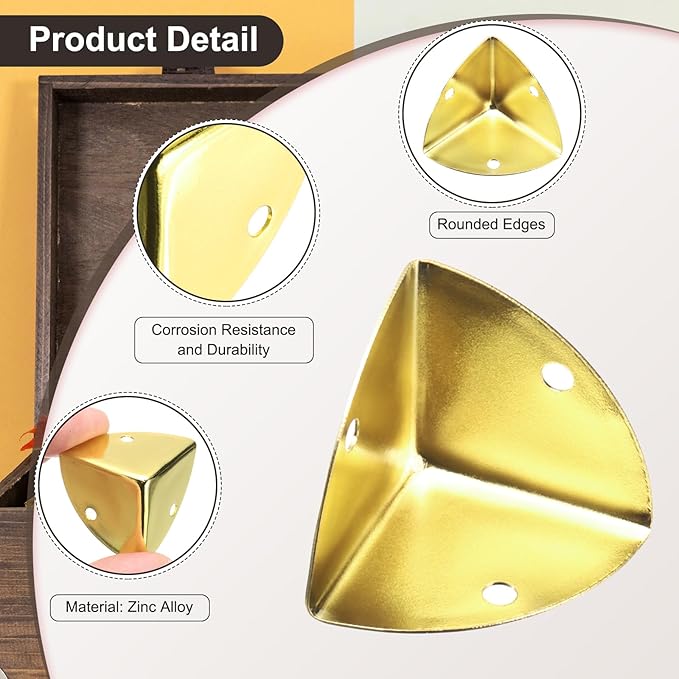 uxcell 8PCS Metal Corner Protector 1 x 1 x 1 Inch Box Edge Guard Protector Zinc Alloy Cabinets Speaker Corners Protector for Furniture Decorative (Gold)