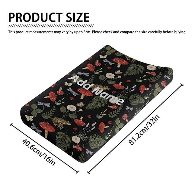 Custom Name Changing Pad Cover for Baby Girls Mushroom Frog Diaper Change Table Pad Covers Personalized Changing Pad Sheets Cover