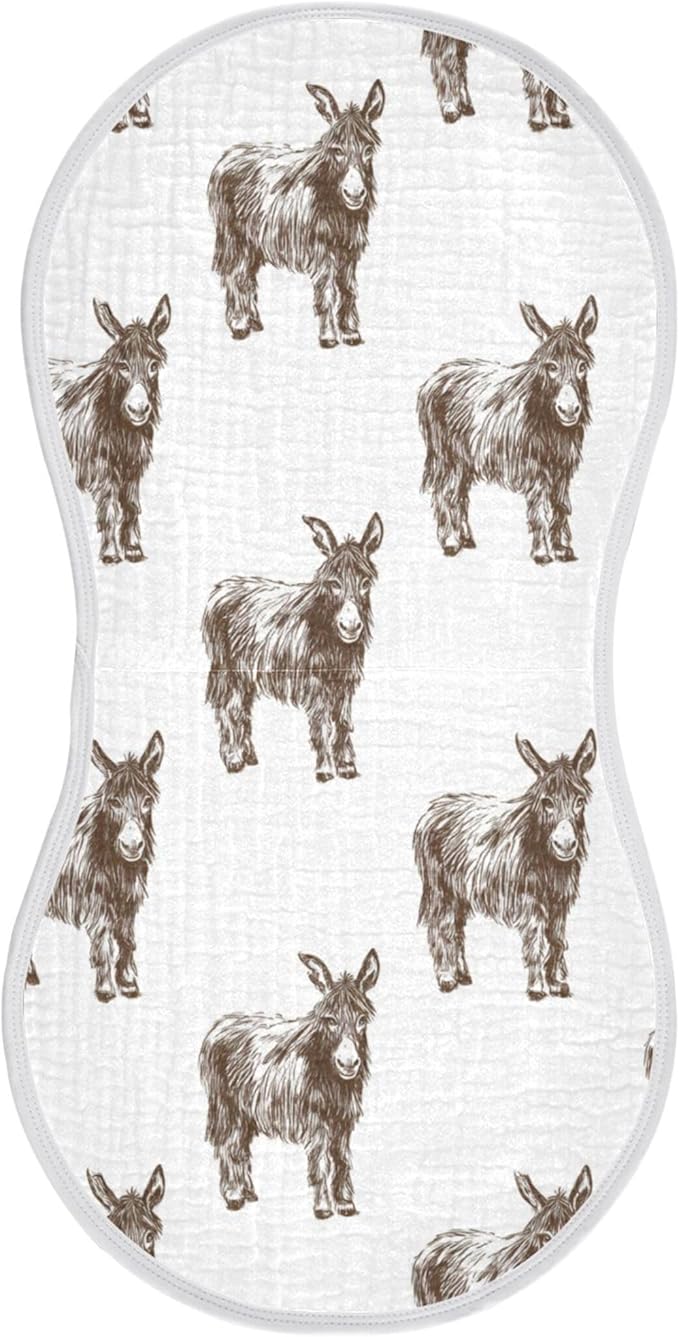 Donkey Vintage Burp Cloths Baby Boys Girls Absorbent Soft Cotton Burping Cloths Rags, 1 Pack