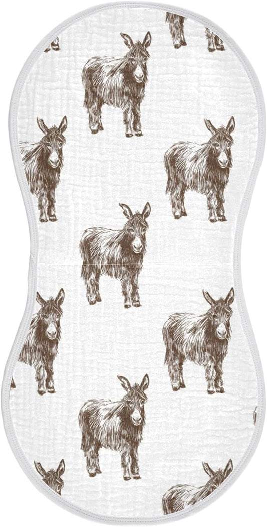 Donkey Vintage Burp Cloths Baby Boys Girls Absorbent Soft Cotton Burping Cloths Rags, 1 Pack