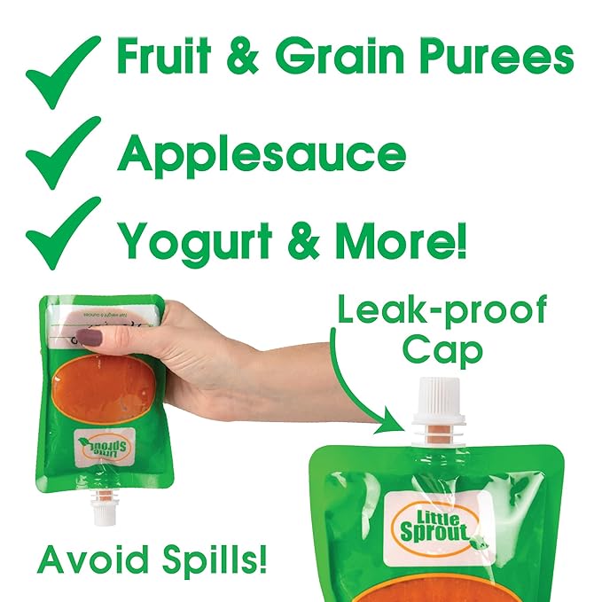 Disposable 6oz Baby Food Storage Pouch Containers, 96 Pack- Write What You Want Squeezable Pouches- Make Homemade Organic Food for Babies/Toddlers- Works with Most Filling Stations Including Infantino