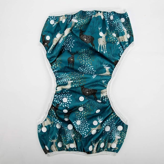 Baby Swim Diaper Nappy Pants Reusable Adjustable 6 Months to 3 Years Old Toddler Large (Large, Regal Deer)