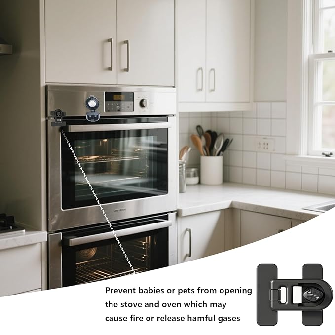 Parents Reassuring Choice - Gas Stove Knob Locks and Oven Lock, with Double-Sided Tape, Gas Stove Child Safety Knob Locks, Protecting Children/Pets' Safety