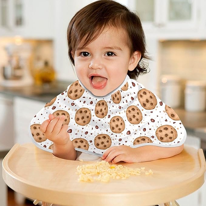 Muslin Burp Cloths for Baby Boys and Girls - 1-Pack Ultra Absorbent Chocolate Chip Cookies Muslin Washcloths, Newborn Towel, Milk Spit Up Rags, Burp Cloth Bib for Unisex, 22 x 11 Inch