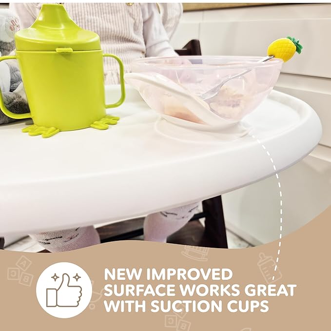 High Chair Tray Compatible with Stokke Trip Trap Chair, Glossy White - Ergonomic Curved Design - BPA-Free, Easy to Assemble