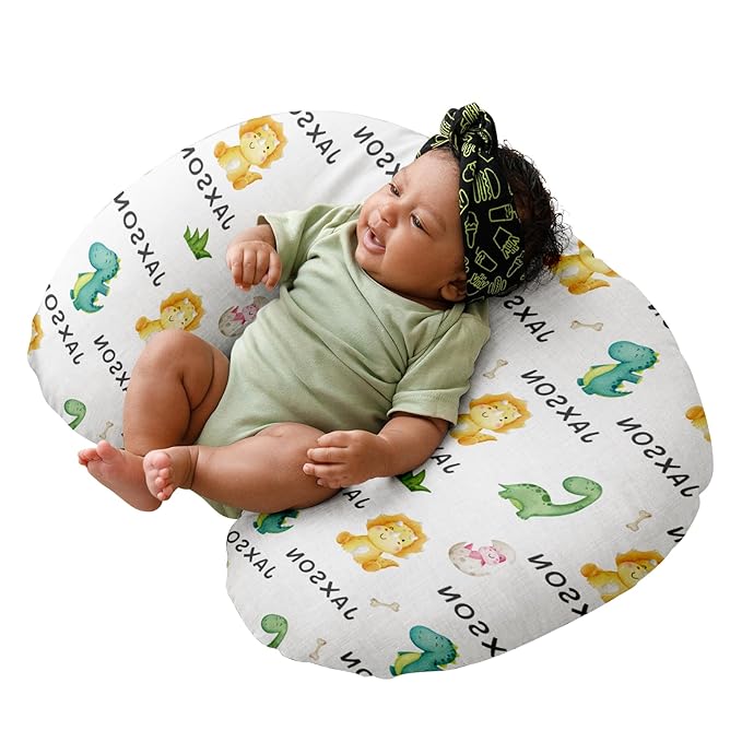 Dyoart Baby Nursing Pillow Cover,Personalized Soft Nursing Covers,Custom Name Breastfeeding Pillow Cover for Bottle Feeding,Gifts for Baby Boys Girls,Dinosaur(one Size)