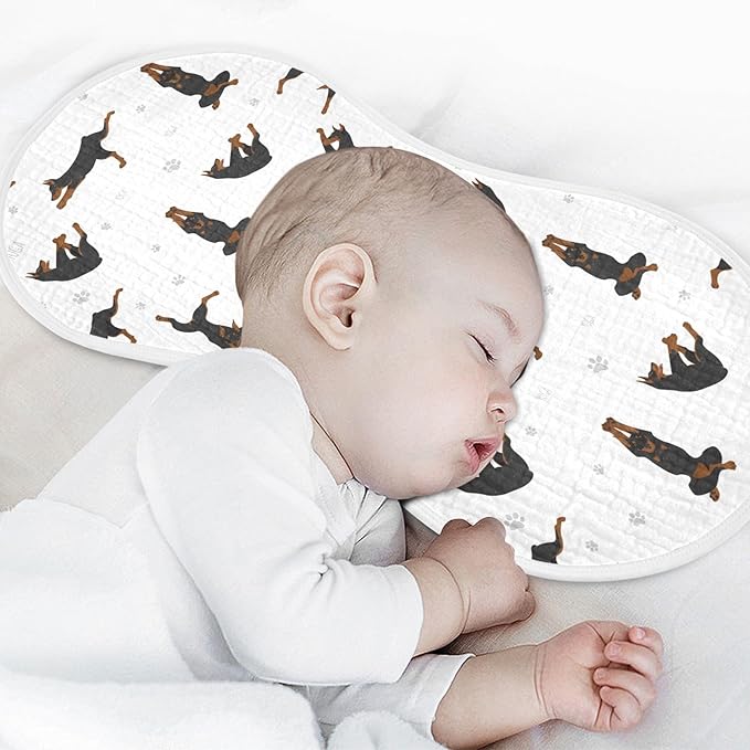 vvfelixl Muslin Burp Cloths Exercises Doberman Dog Baby Washcloths for Baby Girl Boys 2 Pack White