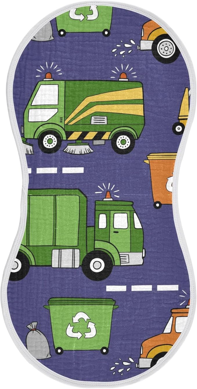 Garbage Trucks Cars Burp Cloths Baby Boys Girls Absorbent Soft Cotton Burping Cloths Rags 1 Pack