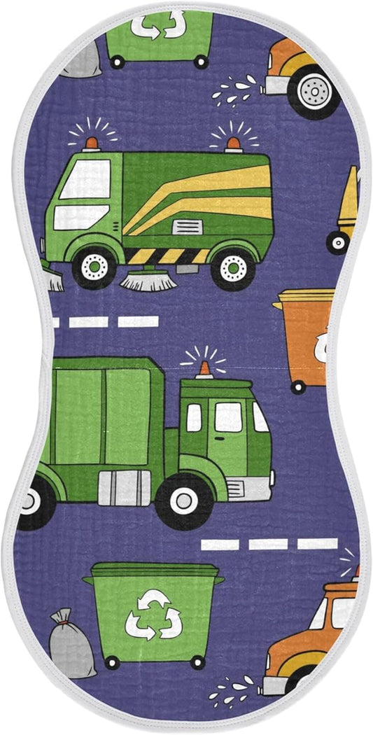 Garbage Trucks Cars Burp Cloths Baby Boys Girls Absorbent Soft Cotton Burping Cloths Rags 1 Pack