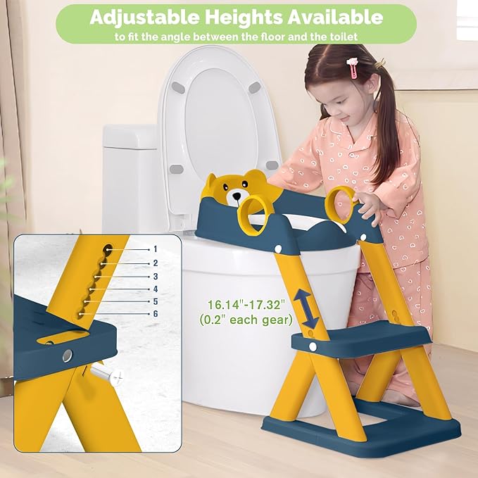COOSEYA Toilet Seat, Potty Training Seat for Toddler, Upgraded 2-in-1 Potty Toilet Training for Boys and Girls,Waterproof Cushioned Mat with Non-slip Step Stool