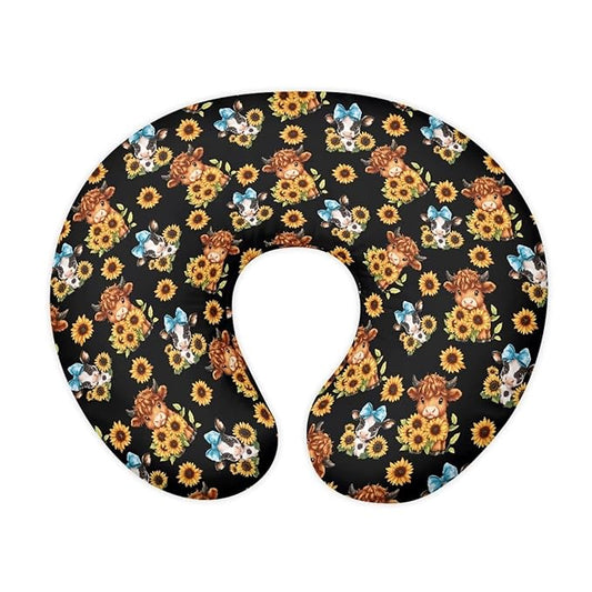 Jeiento Sunflower Cow Nursing Pillow Covers Newborn U-Shaped Breastfeeding Pillowcase Cushion Cover Soft Positioner Case for Nursing Pillow Quick Dry Pillow Covers